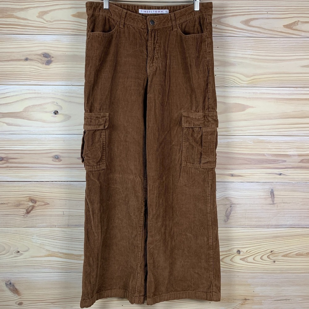 Tinseltown Corduroy Pantsβ Womens 13 Brown Baggy Wide Leg Cargo Loose Skater